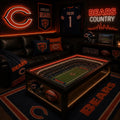 Chicago Bears NFL coffee table with lit stadium top in a dark man-cave