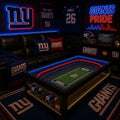 New York Giants NFL coffee table with lit stadium top in a dark man-cave