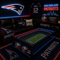 New England Patriots LED stadium coffee table in a dark man-cave