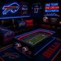 Buffalo Bills LED stadium coffee table in a dark man-cave